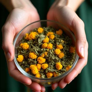 Manos mezclando flores secas